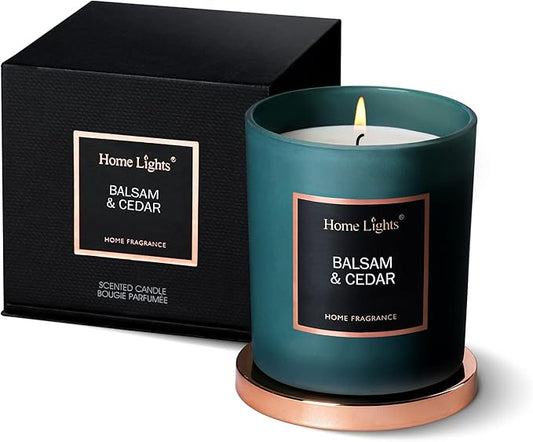 Scented Soy Candles, 35 Hours Burn Time, Natural Soy Wax, Home Fragrance Decor Gift for Women & Men, Balsam & Cedar