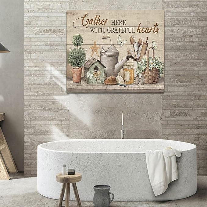 Farmhouse Kitchen Wall Art Country Kitchen Wall Decor Farm Rustic Sign Pictures Canvas Painting Artwork Home Decorations for Living Room Bedroom Bathroom Office 24"x20"