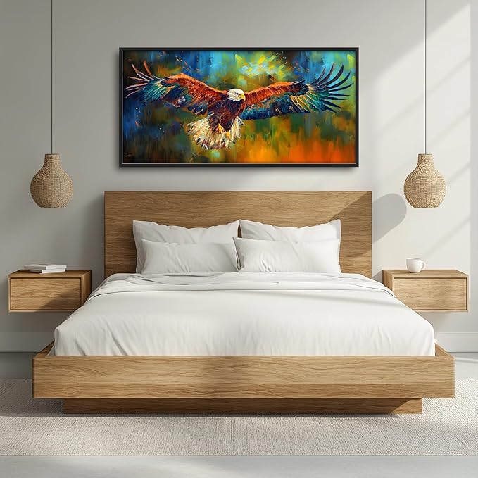 Bald Eagle Wall Art Eagle Pictures Wall Decor Framed Canvas Prints Artwork Paintings Home Office Decorations for Living Room Bedroom Dinning Room Corridor 60"x30"