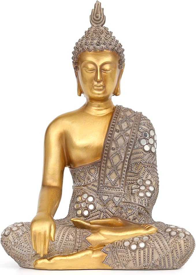 Buddha Statue for Home Decor Gold 10.4”-Buddha Statues for Zen Decor - Spiritual Décor-Buddha Decor for Living Room-Buda – Budda – Indoor Buddha Gift for Relaxation, Meditation or Shrine
