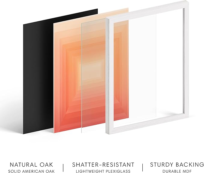 HAUS AND HUES Colorful Abstract Wall Art - Minimalist Retro Picture for Living Room Decor, Red and Pink Modern Wall Art Painting (Pink Geometric 2, White Frame, 11x14)