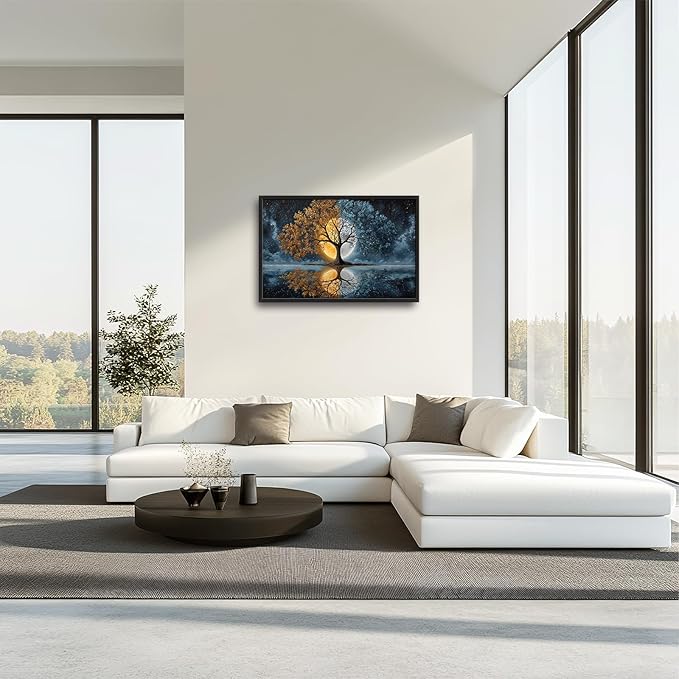 Glocmna Large Tree Wall Art for Living Room Tree of Life Pictures Wall Decor Mysterious Fantasy Landscape Canvas Big Modern Painting Print Artwork Framed Artwork Decorations Gifts for Bedroom Home Office Hotel 24"x36"