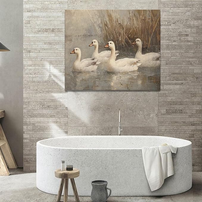Farmhouse Duck Wall Art Country Kitchen Wall Decor Rustic Wild Duck Pictures Canvas Painting Framed Artwork Home Decorations for Bathroom Living Room Bedroom Office 24"x20"