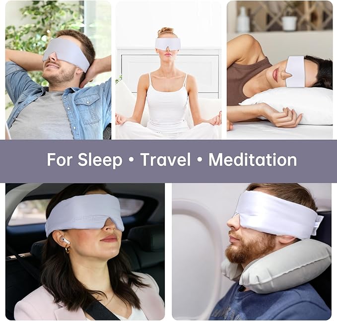Calm & Relax 3D Sleep Eye Mask – Bamboo Fiber Soft Eye Cover with Zero Pressure, Lash-Friendly Design & Adjustable Strap – Lightweight Light Blocking Mask for Women & Men, Travel, Nap, Office