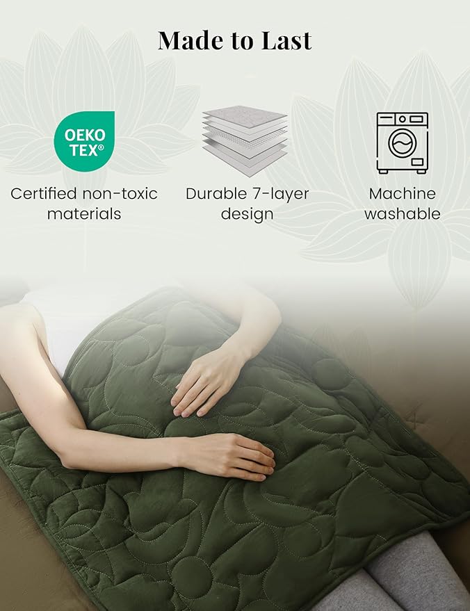 ZonLi Weighted Lap Blanket 3lbs for Meditation, Yoga, Napping, Sleeping and Travel, Cotton Weighted Blanket for Adults, Skin Friendly & Machine Washable, 29x24 inches, Forest Green