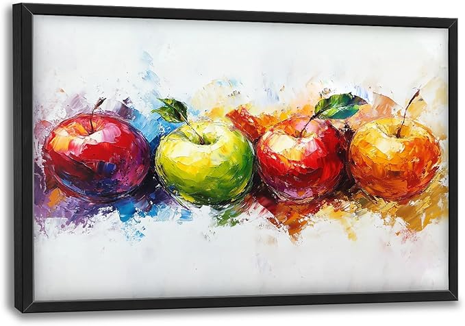 Kylora Apples Canvas Wall Art Abstract Apple Pictures Wall Decor Fruit Prints Modern Artwork Painting Home Office Decorations For Bathroom Bedroom Dining Living Room 36"x24"