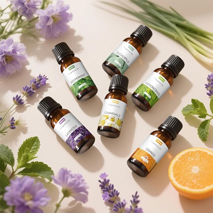 Pure Essential Oil Blends, Essential Oils for Diffusers for Home with Lavender, Orange, Lemongrass, Chamomile, Eucalyptus, Pepprmint for Aromatherapy, Humidifiers, Soap Candle Making