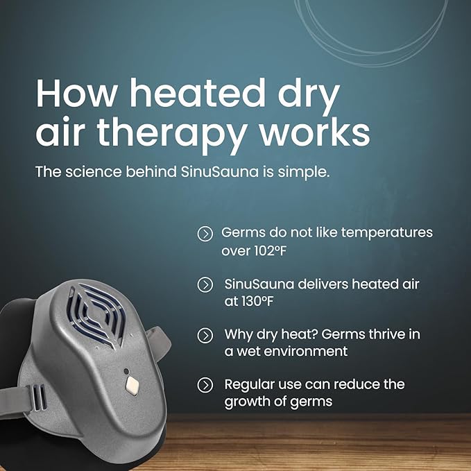 Heated Dry Air Therapy Mask | Congestion Relief | Cold Symptom Relief | Sinusitis Relief | Allergy Relief | Mess-Free | Avoid Nasal Irrigation | Promotes Easy Breathing | No Side Effects