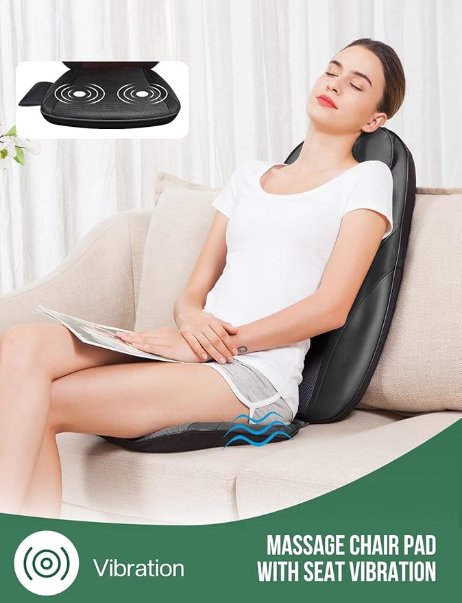 Snailax Back Massager with Soothing Heat, Gifts for Men, Women, Electric Deep Tissue Kneading Full Body Massage Chair for Back Pain, Home, Office Use, App Control
