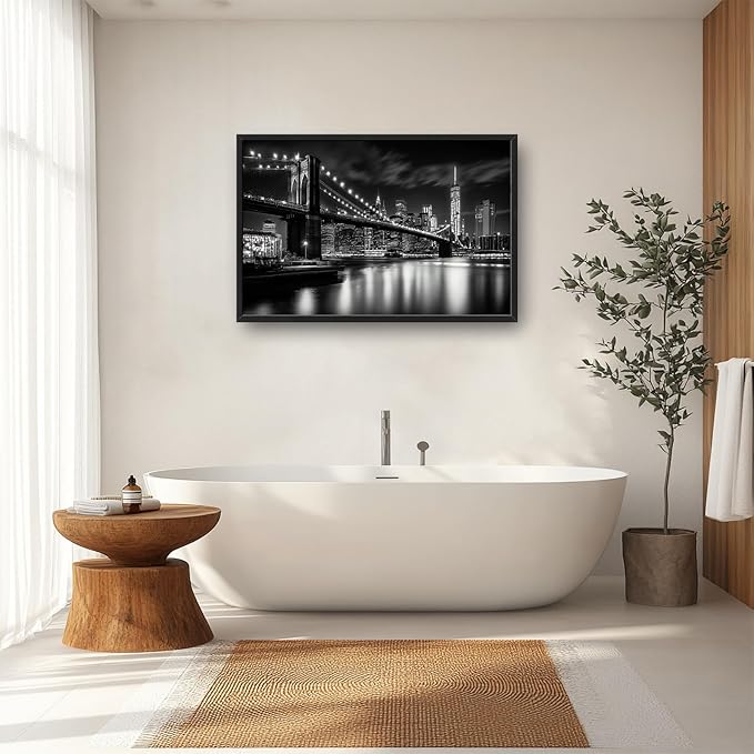 Brooklyn Bridge Wall Art New York City Pictures Wall Decor Framed Canvas Prints Artwork Paintings Home Office Decorations for Living Room Bedroom Dinning Room Corridor 36"x24"