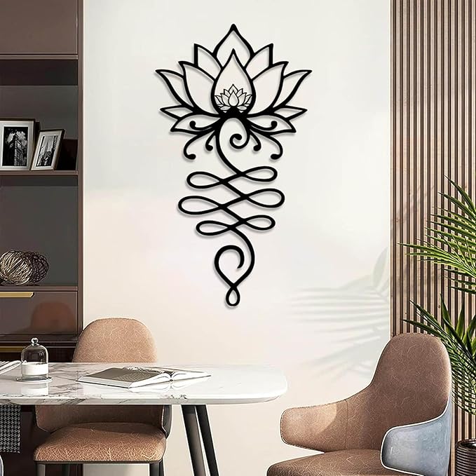 Lotus Flower Metal Wall Art, Lotus Flower Wall Decor, Floral Metal Wall Hanging, Mandala Wall Art, Spiritual Wall Hanging, Meditation Yoga Decor (Gold, 48"x26"/121x67cm)