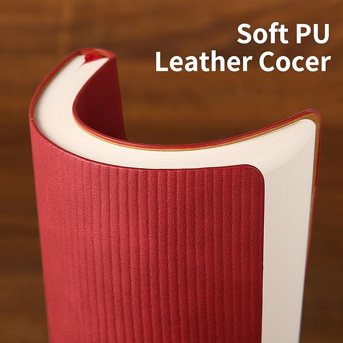 Lined Journal Notebook for Work College Ruled Note Book 7.2"x9.6" B5 PU Leather Daily Journaling 160 Pages for Women Men Writing Home School Supplies Business (B5 Lined 160pages, 08-Red)