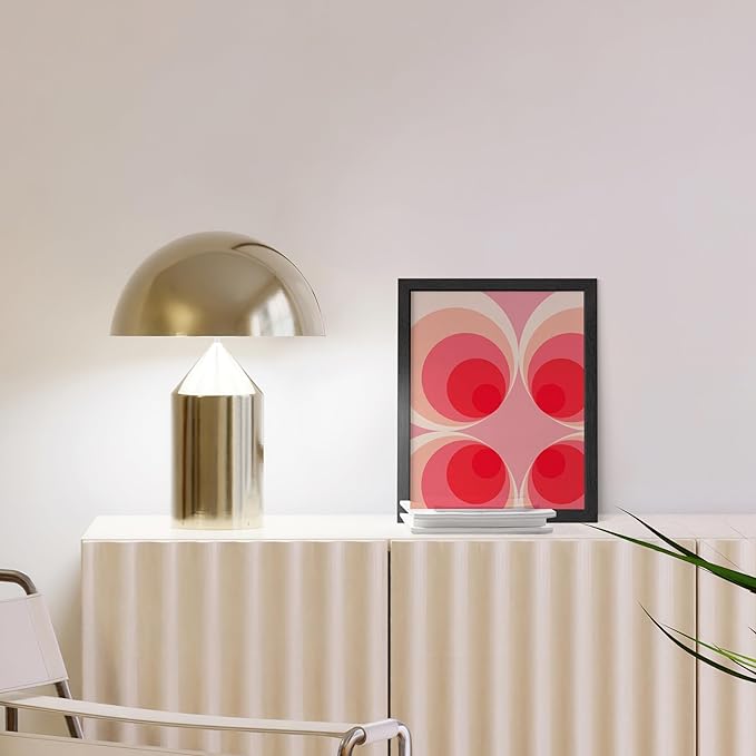 HAUS AND HUES Colorful Abstract Wall Art - Minimalist Retro Picture for Living Room Decor, Red and Pink Modern Wall Art Painting (Pink Mod, Unframed, 8x10)