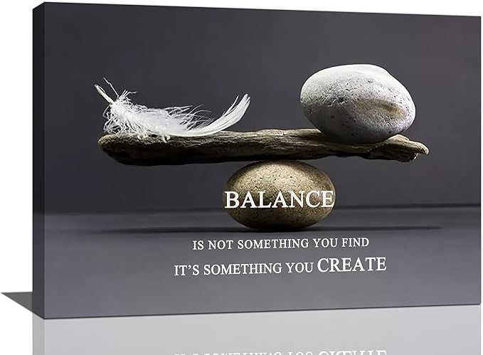 Zen Stone Wall Art Meditation Spiritual Wall Decor Inspirational Balance Feather Pictures Canvas Prints Framed Home Decorations Painting Artwork for Living Room Bedroom Office Bathroom 24"x16"