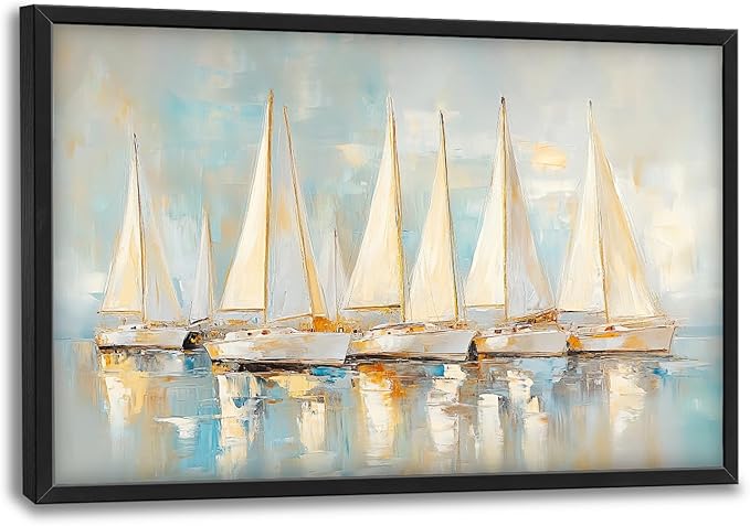 Sailboat Wall Art Abstract Nautical Pictures Wall Decor Framed Canvas Prints Artwork Paintings Home Office Decorations for Living Room Bedroom Dinning Room Corridor 36"x24"