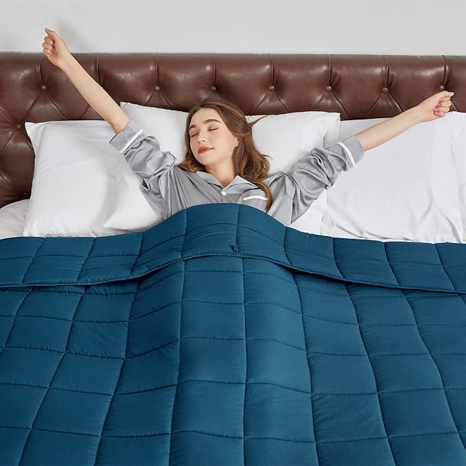CYMULA Weighted Blanket for Adults (12lbs 48"x72" Twin Size) - Cooling Breathable Heavy Blankets for Summer Winter - Ultra Microfiber Soft Comfort Throw with Glass Beads - Gifts for Men/Women