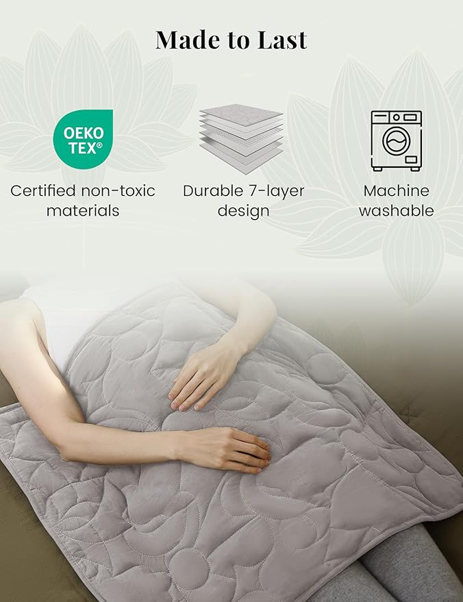 ZonLi Weighted Lap Blanket 5lbs for Meditation, Yoga, Napping, Sleeping and Travel, Cotton Weighted Blanket for Adults,Skin Friendly & Machine Washable, 29x24 inches, Light Gray