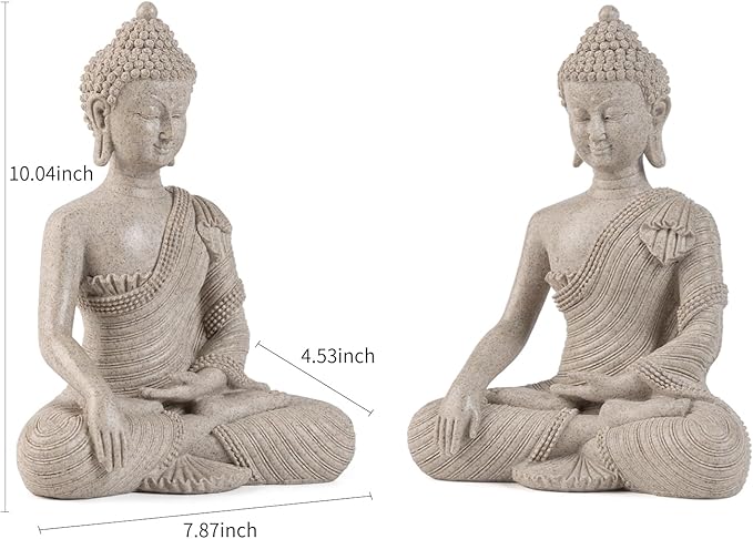 Buddha Statue for Home Decor Beige White-Buddha Statue Large for Spiritual 10.2''-Buddha Decor for Living Room-Buddha Statues for Zen Decor –Indoor Buddha Gift for Shrine, Meditation or Relaxation