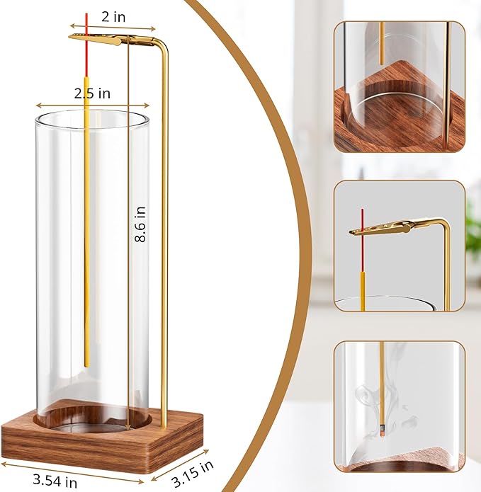Incense Holder for Sticks, Insence-Stick Holder, Anti-Ash Flying No Mess Incense Burner, Incense Stick Holder with Glass Ash Catcher, for Yoga Spa Meditation Home Decor(2 Pack)