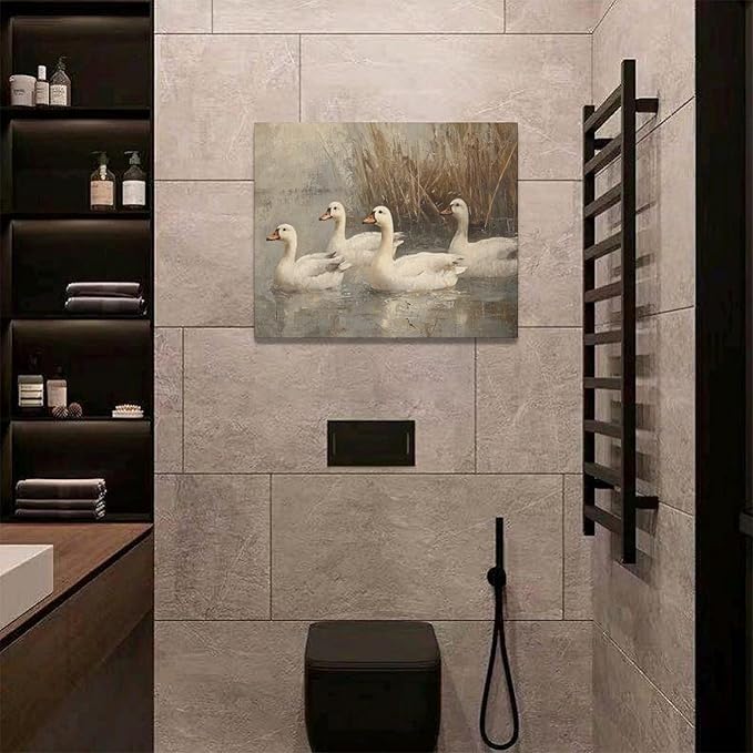 Farmhouse Duck Wall Art Country Kitchen Wall Decor Rustic Wild Duck Pictures Canvas Painting Framed Artwork Home Decorations for Bathroom Living Room Bedroom Office 20"x16"