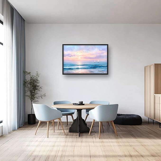 Glocmna Large Wall Art for Living Room Ocean Beach Wall Decor Nautical Sunrise Seascape Canvas Big Coastal Landscape Painting Print Artwork Framed Artwork Decorations Gifts for Bedroom Home Office Hotel 24"x36"