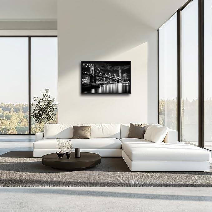 Brooklyn Bridge Wall Art New York City Pictures Wall Decor Framed Canvas Prints Artwork Paintings Home Office Decorations for Living Room Bedroom Dinning Room Corridor 36"x24"