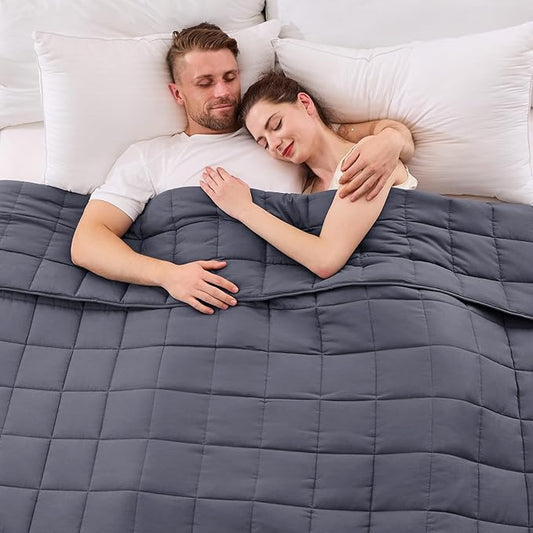 yescool King Size Weighted Blanket for Adults (30 lbs, 80” x 87”, Grey) Cooling Heavy Blanket for Sleeping Perfect for 290-310 lbs, Breathable Blanket for Adults & Couple All Season, Machine Washable