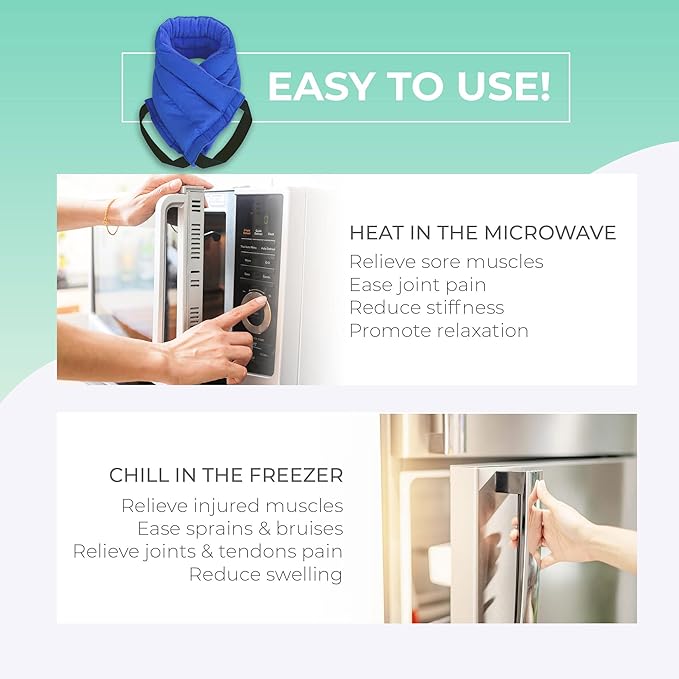 Microwavable Heating Pads for Lower Back, Neck, and Shoulder Pain Relief - Moist Microwave Heating Pad for Muscles and Joints - Microwave Hot Pack Heat Pad for Cramps (Multi Blue, 1)