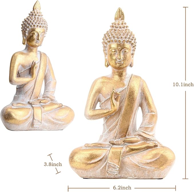 Buddha Statues Buddah Statute Buda Buddha Statue for Meditation Decor, Buda Statue Spiritual Zen Decor, Buddha Figurine for Home Decor Gold Color 10 Inch