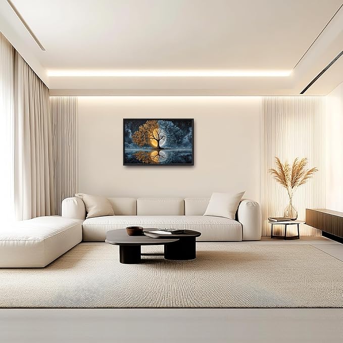 Glocmna Large Tree Wall Art for Living Room Tree of Life Pictures Wall Decor Mysterious Fantasy Landscape Canvas Big Modern Painting Print Artwork Framed Artwork Decorations Gifts for Bedroom Home Office Hotel 24"x36"