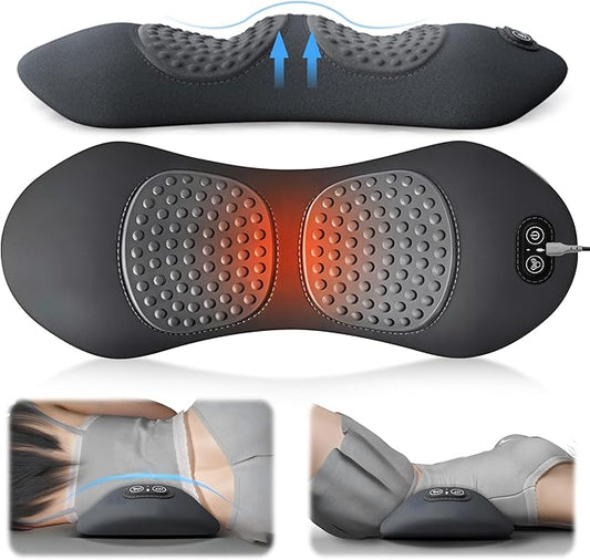 3 in 1 Back Massager, Electric Lumbar Support Pillow Heat Vibration Massage Lower Back Spine Decompression Device