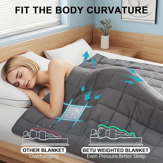 Hillhub Weighted Blanket for Adults, Multiple Sizes for Weight 30-350 lbs, Machine Washable, Soft Thick & Breathable for All-Season (60" * 80" - 15 LBS)