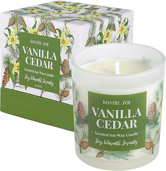 Aromatherapy Jar Candle - 6oz Soy Wax Candle - Infused with Vanilla Cedar Aroma - with Beautiful Keepsake Box Special for Birthday/Holiday Gifts