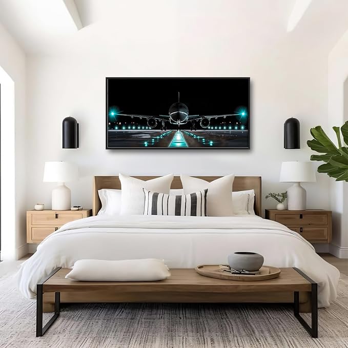 Aviation Decor Airplane Wall Art Plane Posters Wall Decor Plane Pictures Canvas Prints Framed Artwork Paintings Home Office Decorations for Living Room Bedroom Dinning Room Corridor 60"x30"