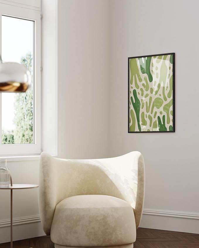 HAUS AND HUES Modern Abstract Wall Art - Blue and Green Living Room Art, Modern Artwork for Walls, Minimalist Picture for Living Room(Green Pattern, Unframed, 24x36)