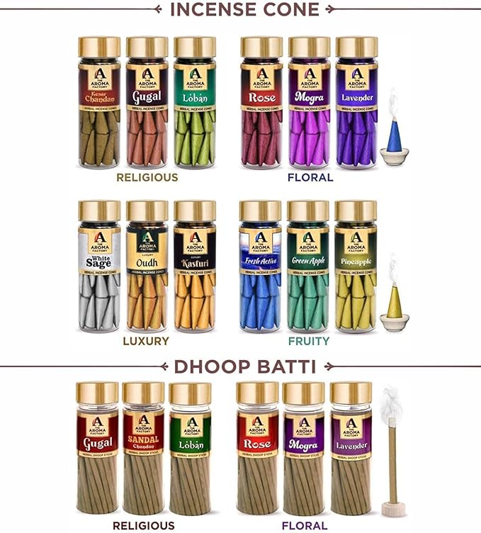 The Aroma Factory Organic Incense Sticks Shahi Loban | No Charcoal | 100% Herbal | Natural Essential Oils, Low Smoke | 100% Herbal Fragrance Pooja Agarbatti | 1x100g Bottle