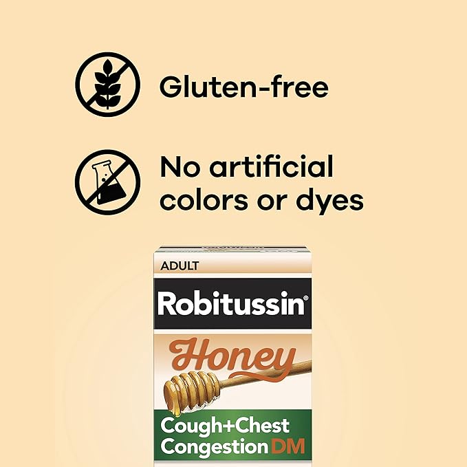 Robitussin Maximum Strength Honey Cough Plus Chest Congestion DM, Cough Medicine for Cough and Chest Congestion Relief Made with Real Honey for Flavor - 8 Fl Oz x 2