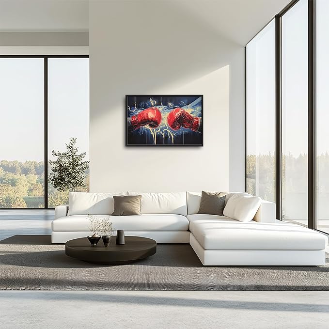 Kylora Boxing Canvas Wall Art Boxing Gloves Pictures Wall Decor Sports Prints Modern Artwork Fitness Painting Home Office Decorations For Gym Bathroom Bedroom Dining Living Room 36"x24"