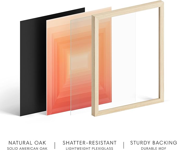 HAUS AND HUES Colorful Abstract Wall Art - Minimalist Retro Picture for Living Room Decor, Red and Pink Modern Wall Art Painting (Pink Geometric 2, Beige Frame, 12x16)