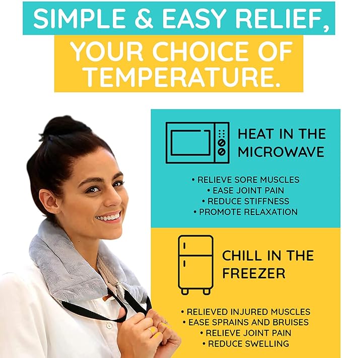 Versatile Microwavable Heating Pads for Neck Pain Relief, Back Pain, and Shoulder Pain Relief - Microwave Heating Pad for Cramps and Muscle Relief, Hot and Cold Reusable Pad - 1 Pack
