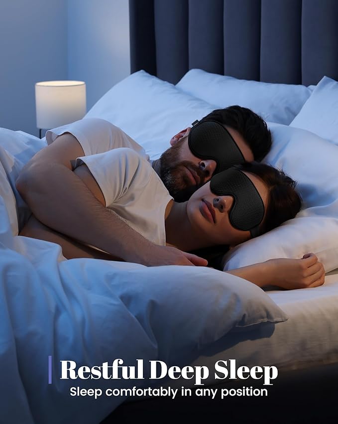 WAOAW Sleep Mask for Men Women: Blackout Eye Masks for Sleep - 3D Breathable Soft Comfortable Eye Mask for Travel - Adjustable Light Blocking Night Masks for Sleeping