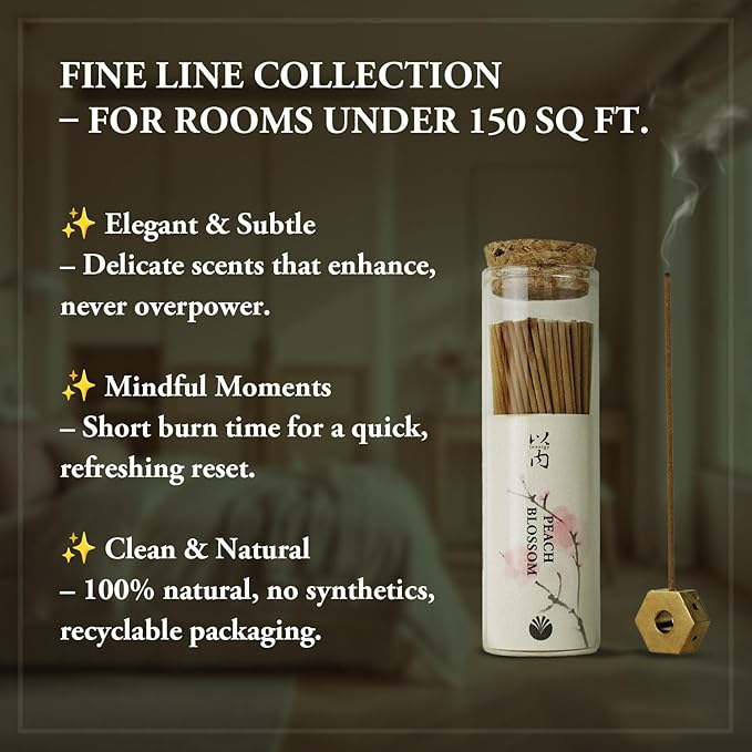 Romance & Calm - Innergy Peach Blossom Incense Sticks, Natural Floral Blend for Self-Love, 150 Sticks