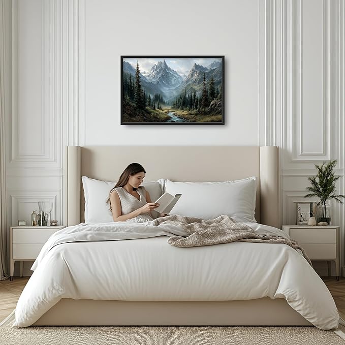 Glocmna Large Wall Art for Living Room Mountain Forest Landscape Wall Decor Nature Lake Pictures Painting Big Canvas Print Framed Artwork Decorations Gifts Dining Room Kitchen Office 24"x36"