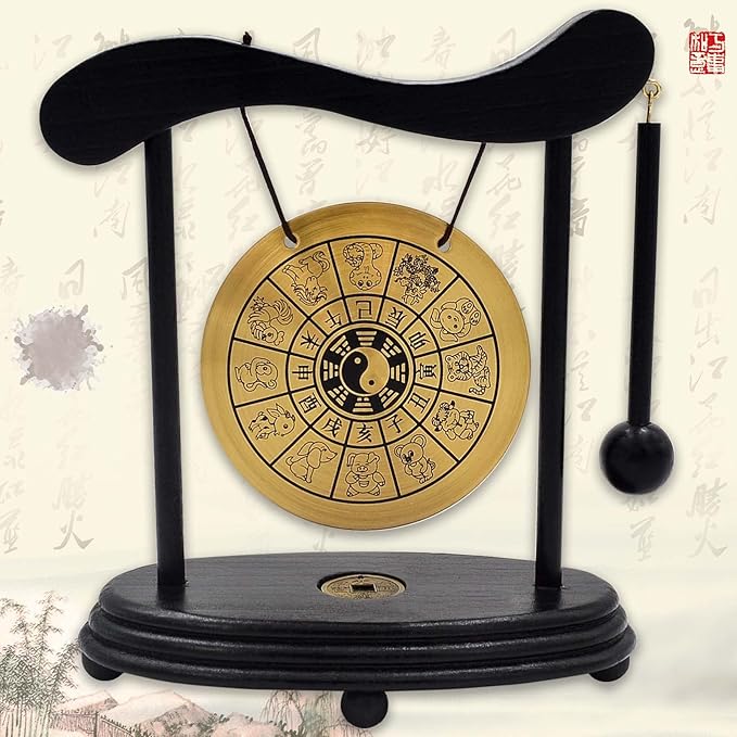 fengshuisale Zen Art Brass Feng Shui Desktop Zodiac Gong W Red String Bracelet W3359