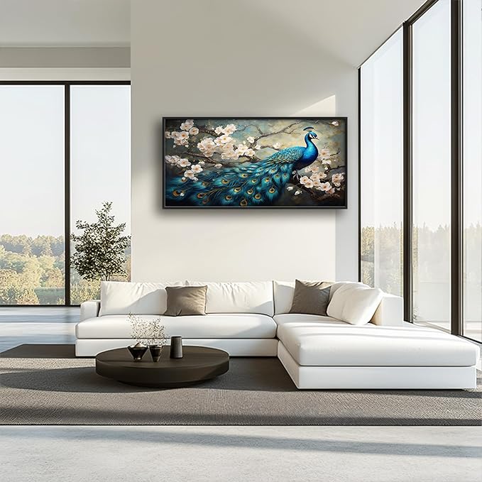 Peacock Large Framed Wall Art for Living Room Peacock Pictures Wall Decor Canvas Print Painting Home Decorations Artwork for Office Bedroom 60x30 inch