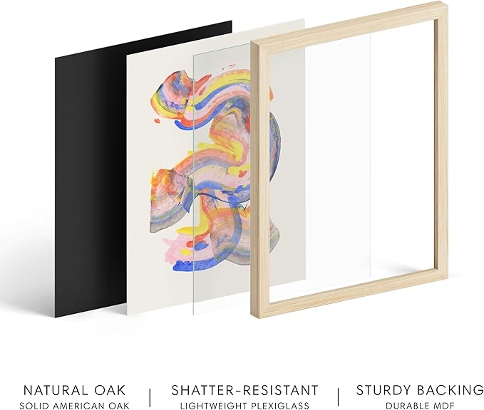 HAUS AND HUES Colorful Abstract Wall Art - Minimalist Retro Picture for Living Room Decor, Red and Pink Modern Wall Art Painting (Abstract Watercolor Swirls, Beige Frame, 16x20)
