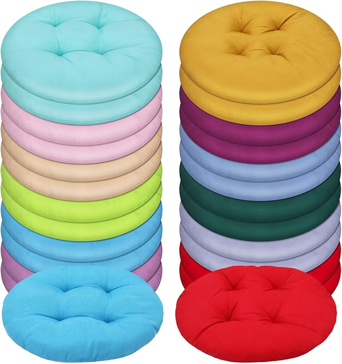 24 Pcs Round Floor Cushions Floor Pillows Meditation Seat Pillows Flexible Seating for Adults Kids, Chair Cushions for Classroom, Nursery, Living Room, Yoga(Small 11.8 Inch,Multi Color)