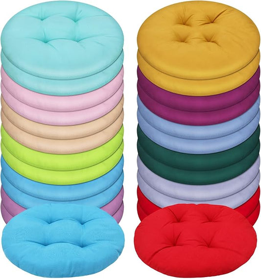 24 Pcs Round Floor Cushions Floor Pillows Meditation Seat Pillows Flexible Seating for Adults Kids, Chair Cushions for Classroom, Nursery, Living Room, Yoga(Small 11.8 Inch,Multi Color)