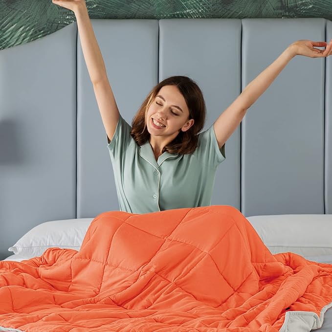 CYMULA Weighted Blanket for Adults (15lbs 60"x80" Queen Size) - Cooling Breathable Heavy Blankets for Summer Winter - Ultra Microfiber Soft Comfort Throw with Glass Beads - Gifts for Men/Women