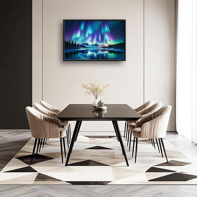 Glocmna Large Wall Art for Living Room Northern Lights Canvas Wall Decor Nature Aurora Borealis Landscape Pictures Painting Print Northern Europe Scenery Framed Artwork Decorations Gifts for Bedroom Home Office Hotel 24"x36"